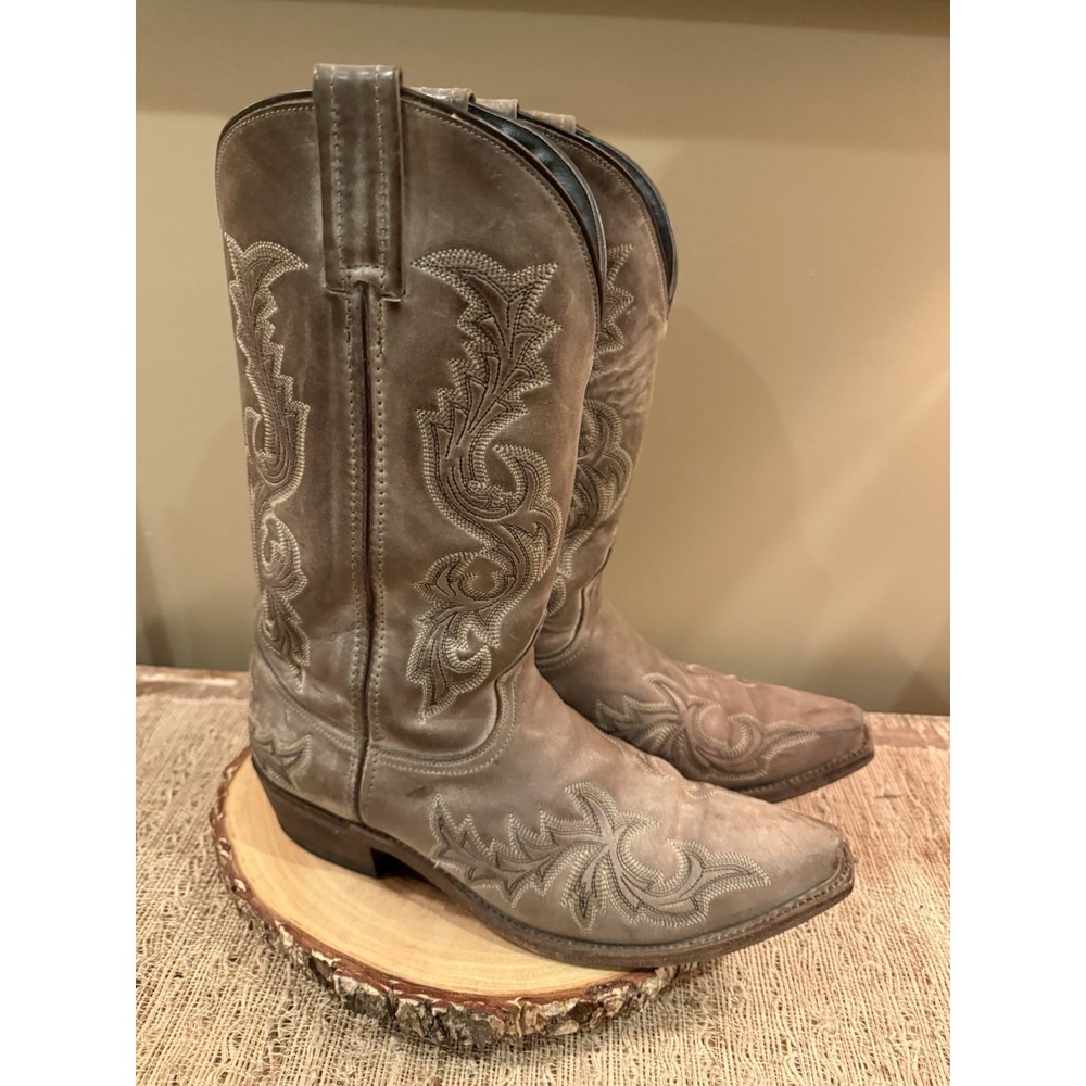CODE WEST VTG Distressed Whitewash Tan Cowhide Leather Western Boots US‎ 10D
